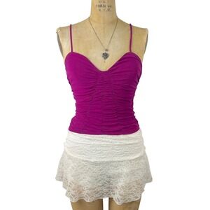 Coquette UO Cami Ruched Magenta Women XS Party Y2K Bratz Feminine Summer